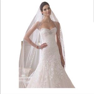 Ivory chapel veil with beading